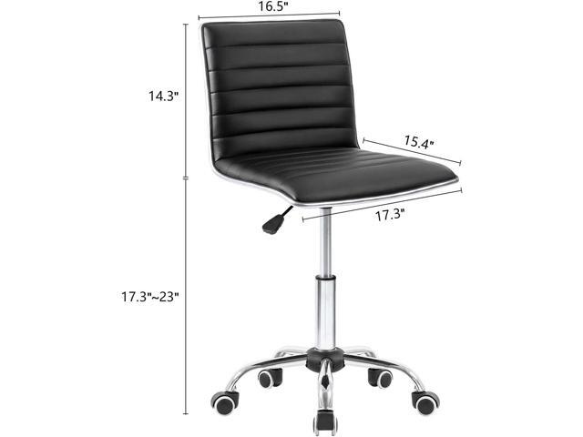 Homall Modern Adjustable Low Back Armless Ribbed Task Chair Office Chair Desk Chair, Vanity Chair Swivel Rolling Leather Computer Chairs Conference...