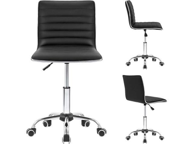 Homall Modern Adjustable Low Back Armless Ribbed Task Chair Office Chair Desk Chair, Vanity Chair Swivel Rolling Leather Computer Chairs Conference...