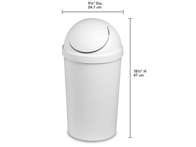 Sterilite 10838006 3 Gallon Round Swing Top Plastic Wastebasket, White (12 Pack)