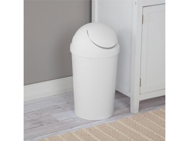 Sterilite 10838006 3 Gallon Round Swing Top Plastic Wastebasket, White (12 Pack)