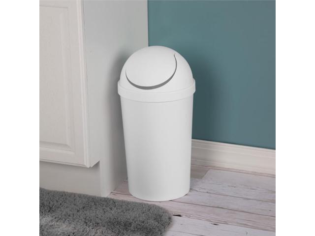 Sterilite 10838006 3 Gallon Round Swing Top Plastic Wastebasket, White (12 Pack)