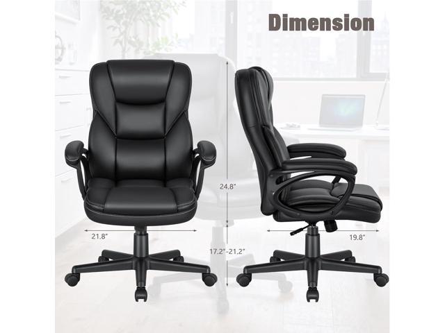 JUMMICO Executive Office Chair High Back Managerial Home Desk Chair, Adjustable Swivel Computer PU Leather Chair with Lumbar Support (Black)