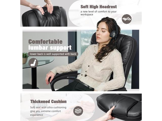 JUMMICO Executive Office Chair High Back Managerial Home Desk Chair, Adjustable Swivel Computer PU Leather Chair with Lumbar Support (Black)