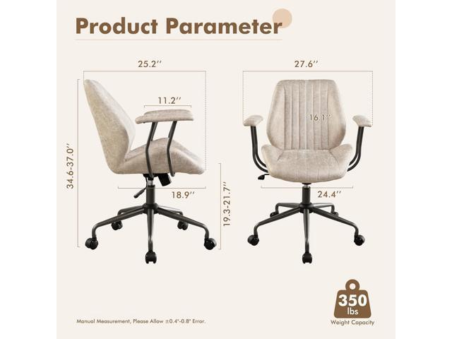 Mid Back Office Chair Mid Century Modern Executive Chair,Lumbar Support Ergonomic Home Office Desk Chair,Rolling Swivel Task Chair Task Chair...