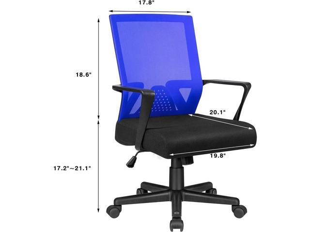 Office Chair Ergonomic Lumbar Support Desk Mesh Computer Chair Mid Back Swivel Chair with Armrest (Blue)