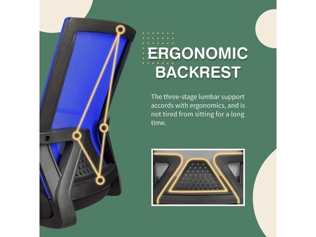 Office Chair Ergonomic Lumbar Support Desk Mesh Computer Chair Mid Back Swivel Chair with Armrest (Blue)