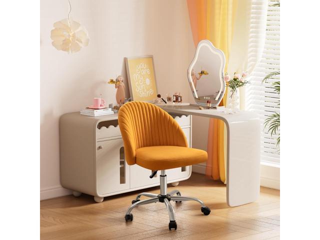 Furniwell Office Chair Armless Cute Desk Chair Modern Adjustable Swivel Padded Fabric Vanity Task Computer Chair Home Office Desk Chairs with...
