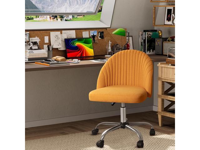 Furniwell Office Chair Armless Cute Desk Chair Modern Adjustable Swivel Padded Fabric Vanity Task Computer Chair Home Office Desk Chairs with...