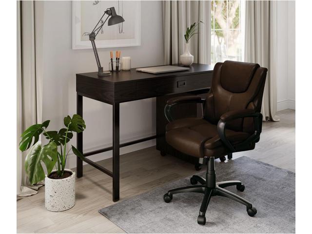 Brenton Studio Mayhart Vinyl Mid-Back Chair, Brown/Black