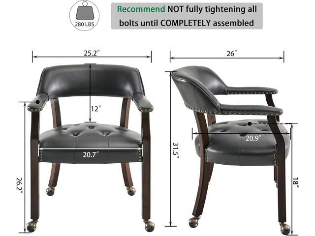 MODERION Large Dinning Chairs with Solid Wood Legs, Boss Caption's Chairs, Office Desk Chairs with Wheels, Classic Swivel Accent Chairs with...