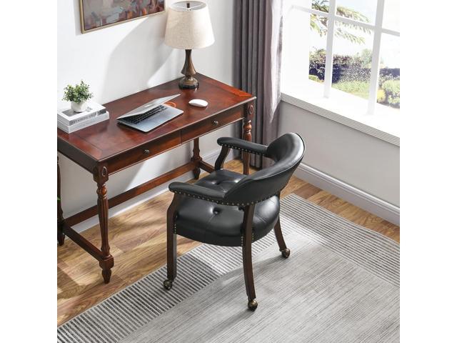MODERION Large Dinning Chairs with Solid Wood Legs, Boss Caption's Chairs, Office Desk Chairs with Wheels, Classic Swivel Accent Chairs with...