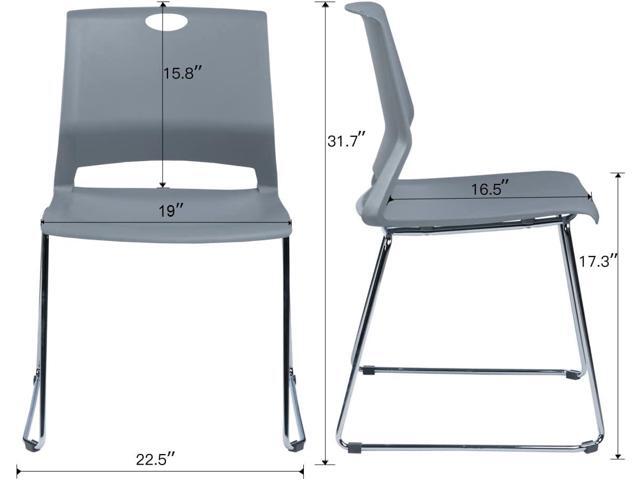 Sidanli Gray Stackable Chairs, Modern Waiting Room Chairs (Set of 4)
