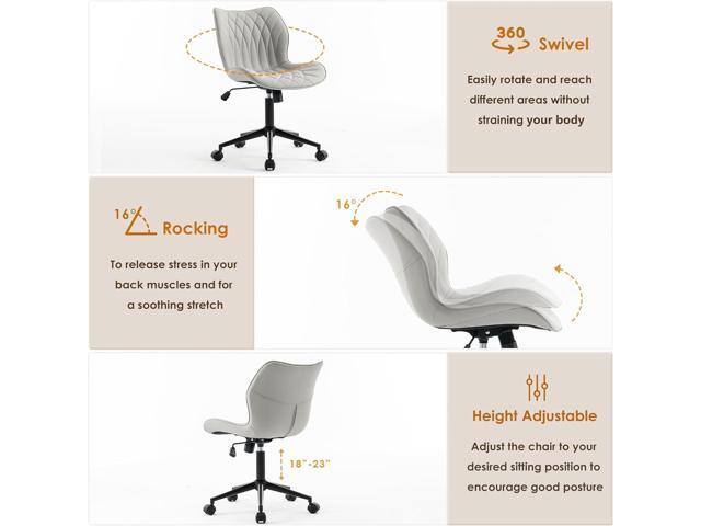 YOUNUOKE Armless Desk Chair Comfy Office Chair with Wheels Home Ergonomic Task Chair Adjustable Computer Chairs Modern Faux Leather Swivel Chair...