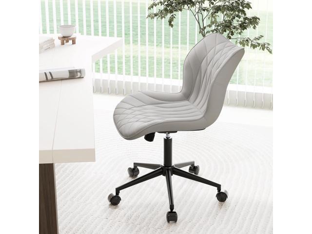 YOUNUOKE Armless Desk Chair Comfy Office Chair with Wheels Home Ergonomic Task Chair Adjustable Computer Chairs Modern Faux Leather Swivel Chair...