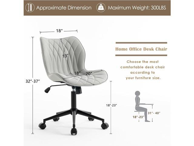 YOUNUOKE Armless Desk Chair Comfy Office Chair with Wheels Home Ergonomic Task Chair Adjustable Computer Chairs Modern Faux Leather Swivel Chair...