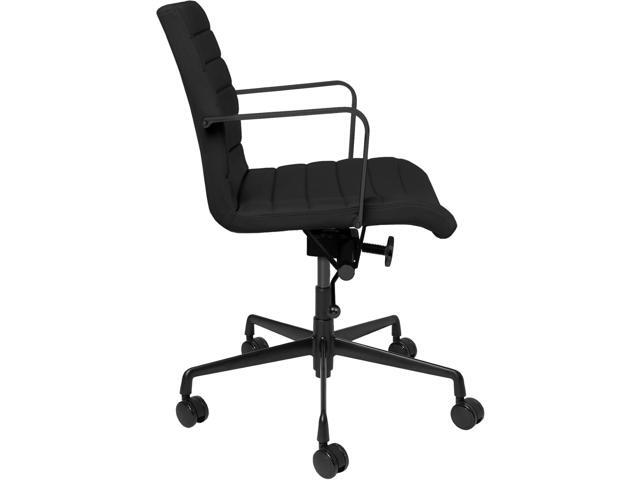 Laura Davidson Furniture SOHO II Ribbed Office Chair - Mid Back Desk Chair, Ergonomically Designed with Arm Rest & Swivel, Made of Faux Leather,...