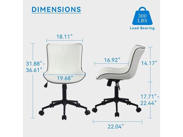 YOUNIKE Office Chair, Armless Desk Chair with Wheels, Home Office Computer Task Chairs, Modern Faux Leather Upholstered Vanity Chair, Adjustable...