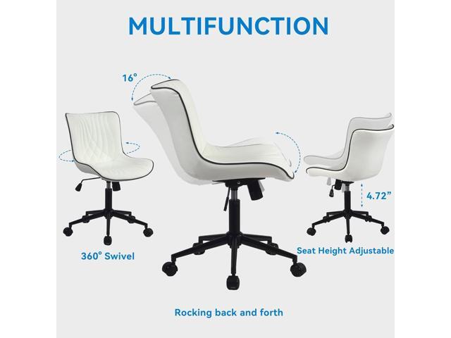YOUNIKE Office Chair, Armless Desk Chair with Wheels, Home Office Computer Task Chairs, Modern Faux Leather Upholstered Vanity Chair, Adjustable...