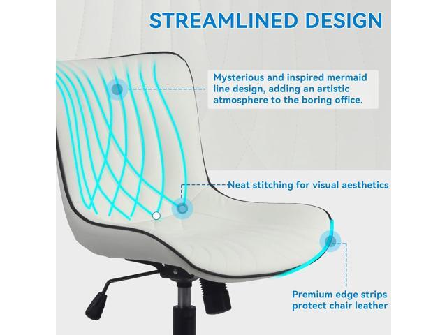 YOUNIKE Office Chair, Armless Desk Chair with Wheels, Home Office Computer Task Chairs, Modern Faux Leather Upholstered Vanity Chair, Adjustable...