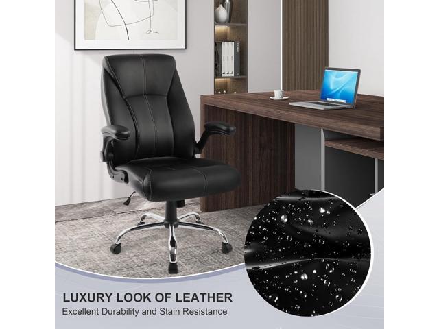 Big and Tall Office Chair 400lbs, Ergonomic High Back Executive Computer Chair for Heavy People, Heavy Duty Desk Chair with Adjustable Flip-up...