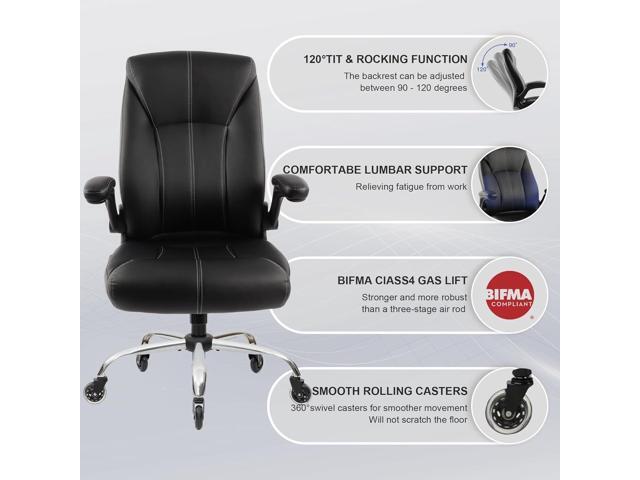 Big and Tall Office Chair 400lbs, Ergonomic High Back Executive Computer Chair for Heavy People, Heavy Duty Desk Chair with Adjustable Flip-up...