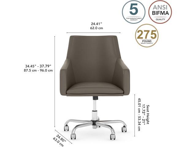 Bush Business Furniture London Mid Back Leather Box Chair in Washed Gray