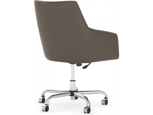 Bush Business Furniture London Mid Back Leather Box Chair in Washed Gray