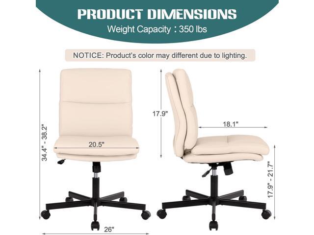 LUCKWIND Armless Office Desk Chair with Wheels, Mid-Back Criss Cross Swivel Task Chair, Height Adjustable Cushioned Vanity Chair, Double Padded PU...