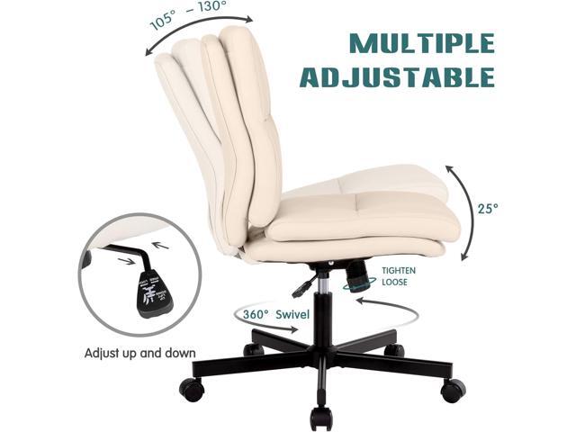 LUCKWIND Armless Office Desk Chair with Wheels, Mid-Back Criss Cross Swivel Task Chair, Height Adjustable Cushioned Vanity Chair, Double Padded PU...