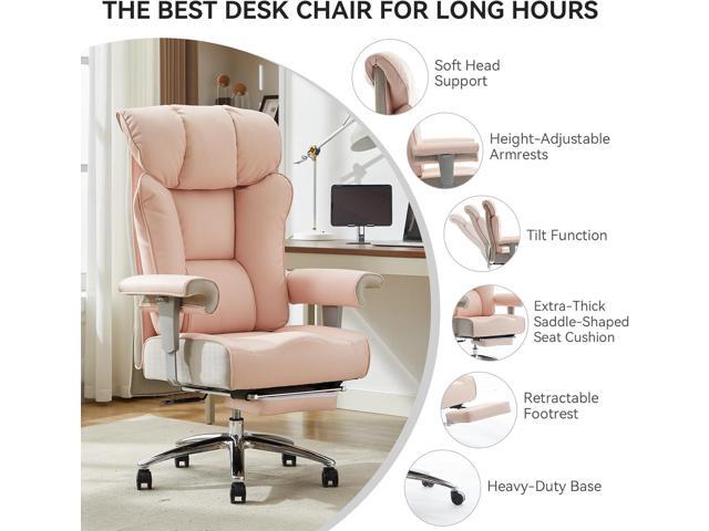 Efomao Big and Tall Ergonomic Office Chair 450LBS with Foot Rest, High Back PU Leather Executive Chair with Adjustable Padded Armrests, Lumbar...