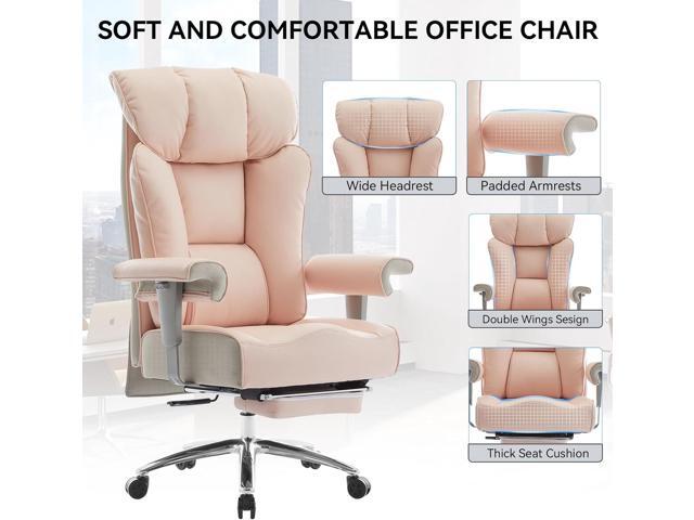 Efomao Big and Tall Ergonomic Office Chair 450LBS with Foot Rest, High Back PU Leather Executive Chair with Adjustable Padded Armrests, Lumbar...