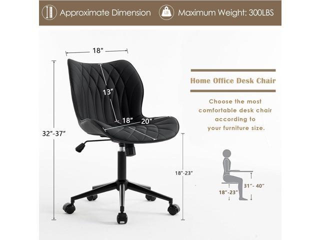 YOUNUOKE Armless Desk Chair Comfy Office Chair with Wheels Home Ergonomic Task Chair Adjustable Computer Chairs Modern Faux Leather Swivel Chair...