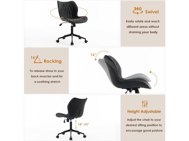 YOUNUOKE Armless Desk Chair Comfy Office Chair with Wheels Home Ergonomic Task Chair Adjustable Computer Chairs Modern Faux Leather Swivel Chair...