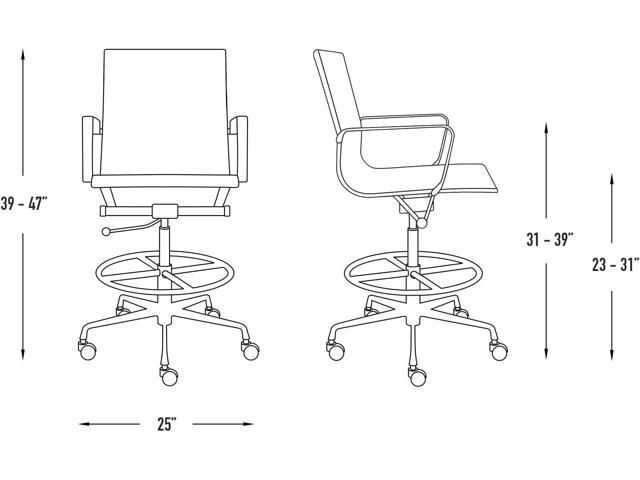 Laura Davidson Furniture SOHO II Ribbed Drafting Chair for Standing Desks, Standing Desk Chair - Ergonomically Designed, Commercial Grade Draft...