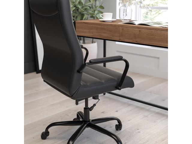 Merrick Lane Milano Contemporary High-Back Black Faux Leather Home Office Chair with Padded Black Arms