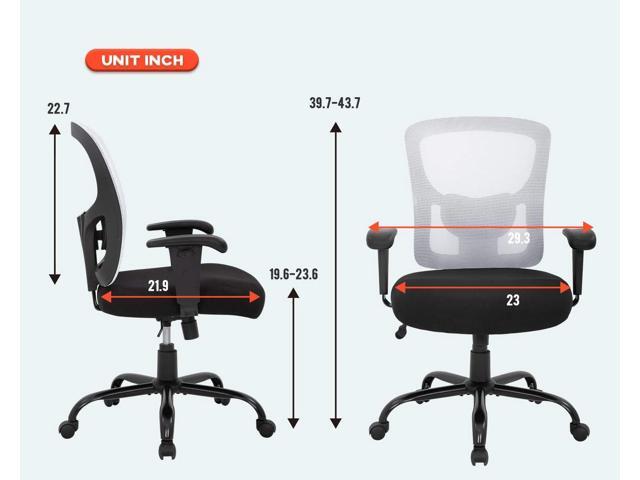 Big and Tall Office Chair 400lbs Desk Chair Mesh Computer Chair with Lumbar Support Wide Seat Adjust Arms Rolling Swivel High Back Task Executive...