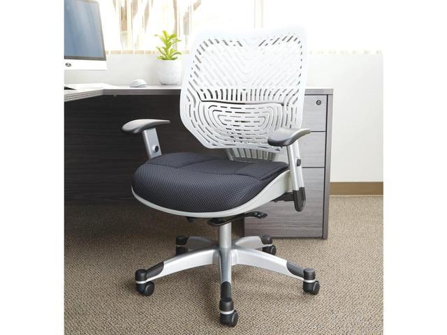 SPACE Seating REVV Self Adjusting SpaceFlex Fog Backrest Support and Padded Raven Mesh Seat with Adjustable Arms and Platinum Finish Base Managers...