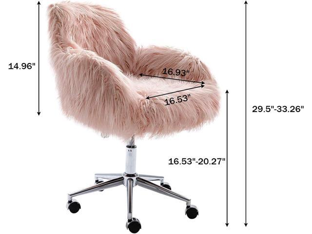 HomVent Faux Fur Accent Chair, Cute Modern Shaggy Faux Fur Swivel Chair Makeup Stool, Height Adjustable Home Office Desk Chair Plush Vanity Stool...