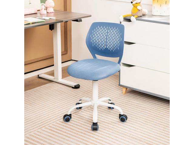 POWERSTONE Home Office Desk Chair Cute Office Chair Small Adjustable Swivel Task Chair Armless Writing Desk Chair for Small Space Blue