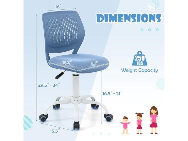 POWERSTONE Home Office Desk Chair Cute Office Chair Small Adjustable Swivel Task Chair Armless Writing Desk Chair for Small Space Blue