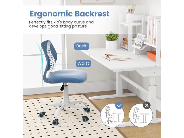 POWERSTONE Home Office Desk Chair Cute Office Chair Small Adjustable Swivel Task Chair Armless Writing Desk Chair for Small Space Blue
