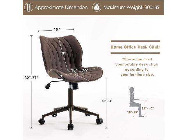 YOUNUOKE Armless Desk Chair Comfy Office Chair with Wheels Home Ergonomic Task Chair Adjustable Computer Chairs Modern Faux Leather Swivel Chair...