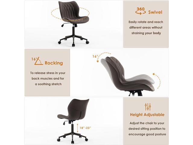 YOUNUOKE Armless Desk Chair Comfy Office Chair with Wheels Home Ergonomic Task Chair Adjustable Computer Chairs Modern Faux Leather Swivel Chair...