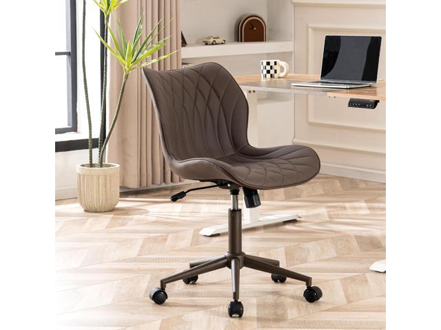 YOUNUOKE Armless Desk Chair Comfy Office Chair with Wheels Home Ergonomic Task Chair Adjustable Computer Chairs Modern Faux Leather Swivel Chair...