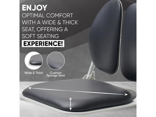 Made in Korea Dual-Backrests Ergonomic Floor Chair With Back Support - Meditation, Gaming, Reading Chair for Adults, Foldable (Black Leather)