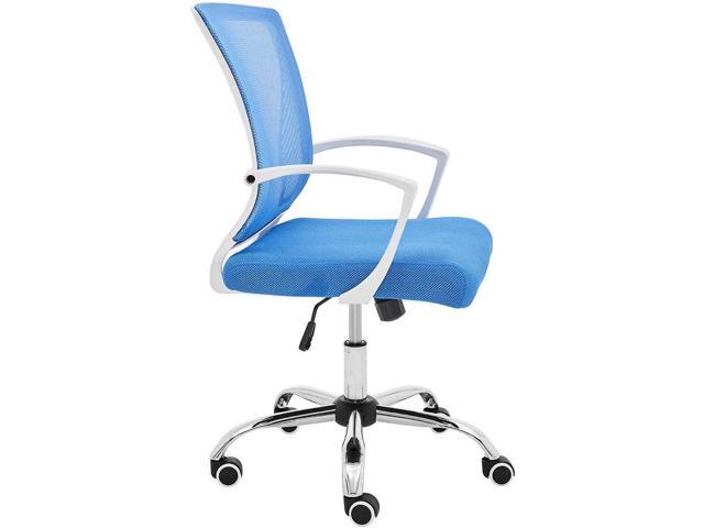 Zuna Mid-Back Office Task Chair - Ergonomic Back Supporting Mesh Back Desk Chair (White/Blue)