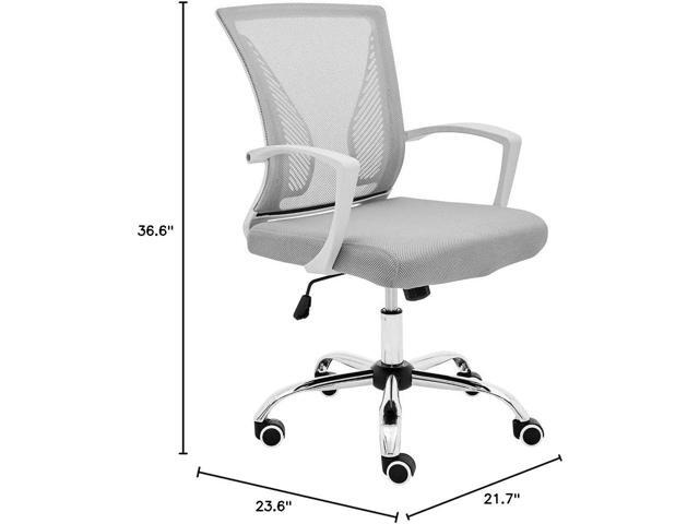 Zuna Mid-Back Office Task Chair - Ergonomic Back Supporting Mesh Back Desk Chair (White/Blue)