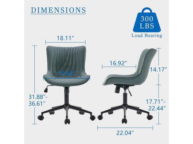 YOUNIKE Office Chair Armless Desk Chair with Wheels, Home Office Computer Task Chair, Modern Faux Leather Upholstered Vanity Chair, Adjustable...