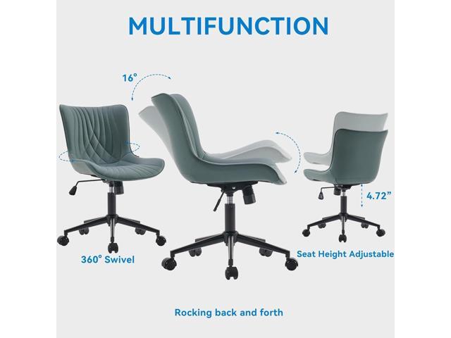 YOUNIKE Office Chair Armless Desk Chair with Wheels, Home Office Computer Task Chair, Modern Faux Leather Upholstered Vanity Chair, Adjustable...