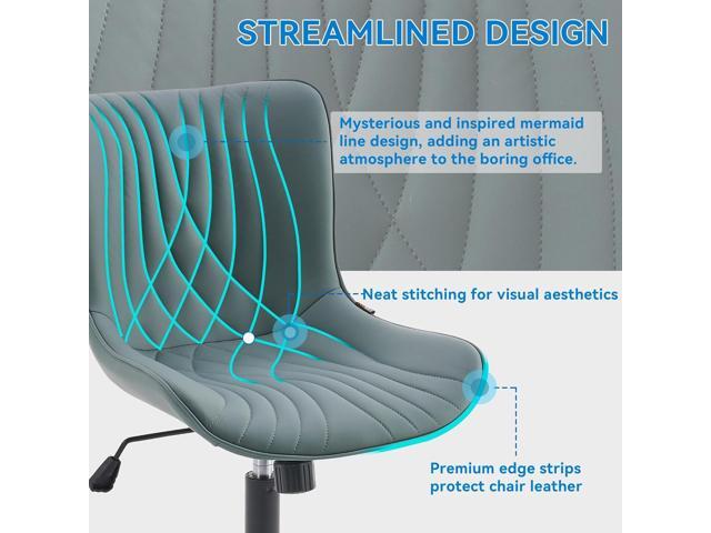 YOUNIKE Office Chair Armless Desk Chair with Wheels, Home Office Computer Task Chair, Modern Faux Leather Upholstered Vanity Chair, Adjustable...